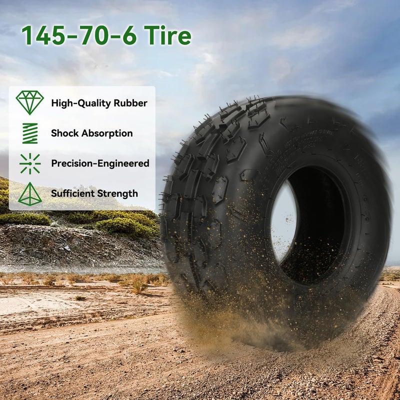 XIKOBY 145/70-6 145 70-6 Tire Tubeless Compatible with Mini Bike Coleman CT100U CC100X KT196 Go Kart Baja Doodle Bug DB30 GMB100 Motovox Mega Moto 80cc 105cc Kazuma ATV Quad 4 Wheeler UTV - Image 2